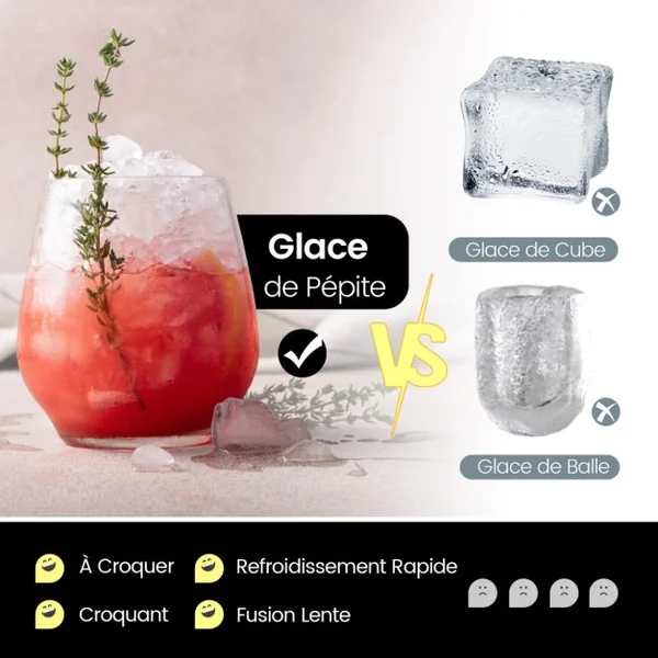 Machine à Glaçons 27kg/24h Machine à Pépites à Affichage LED de Comptoir avec Capteur Infrarouge et Autonettoyant Stockage de glace : 4 kg