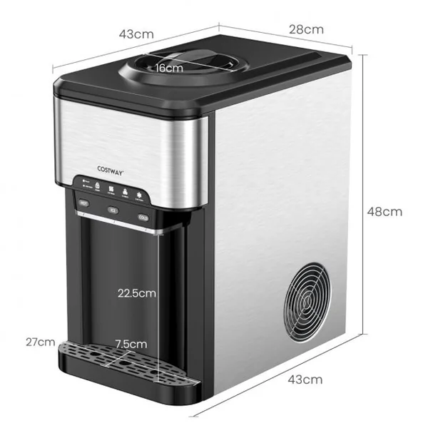 Machine à Glaçons 3 en 1 avec Distributeur d'Eau Froide/Chaude 20 kg en 24h Cube de Glace 6-13 min pour Maison Bureau Bar
