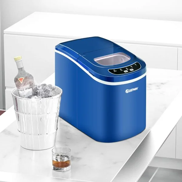 Machine à Glaçons Portable 12KG/24H 9 glaçons par 6-13 Min avec Réservoir 2,2 L et Bac à Glace de 0,7 kg Bleu