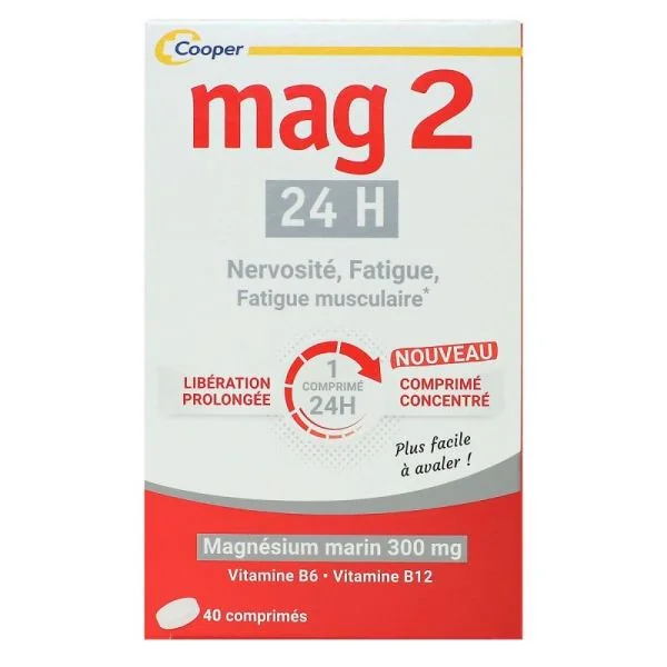 Mag 2 24h formule renforcée magnésium marin 40 comprimés
