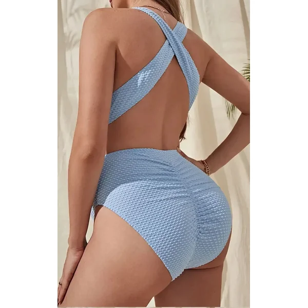 Maillot de Bain 1 Piece Grossesse Bleu Dos Nu
