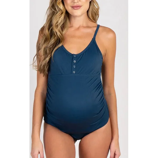 Maillot de Bain 1 Piece Grossesse Noir Boutonné