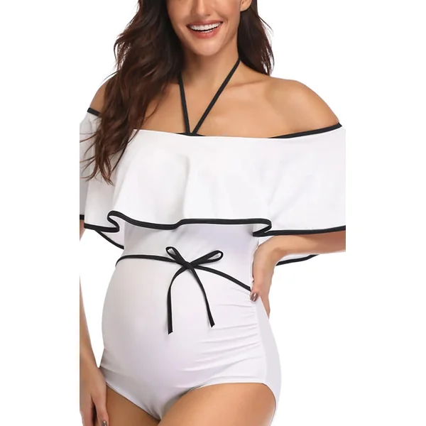 Maillot de Bain de Grossesse Blanc Chic