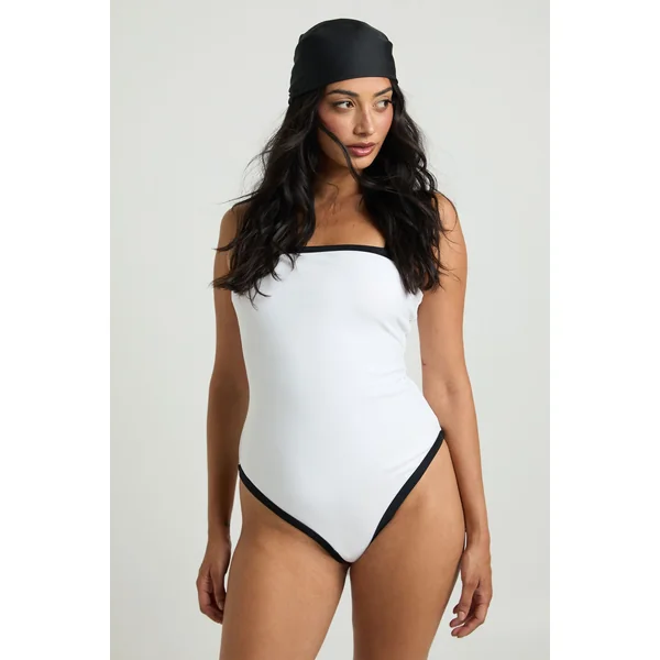 Maillot De Bain Gainant À Encolure Carrée Contrastée