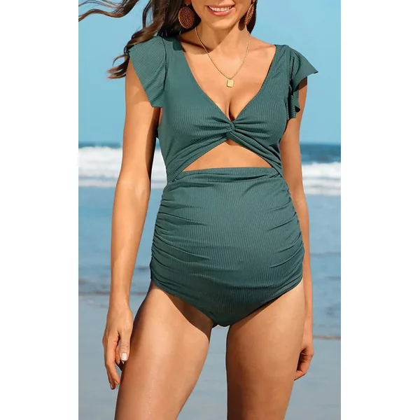 Maillot de Bain Grossesse 1 Pièce Culotte Montante