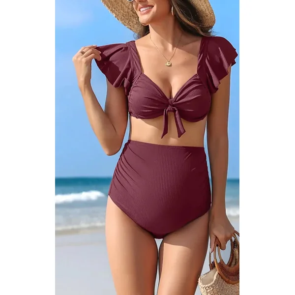 Maillot de Bain Grossesse 2 Pièces Culotte Montante