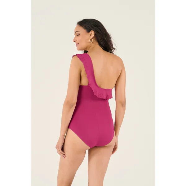Maillot de Bain Grossesse Bloom Fuchsia – Élégance Asymétrique & Esprit Riviera