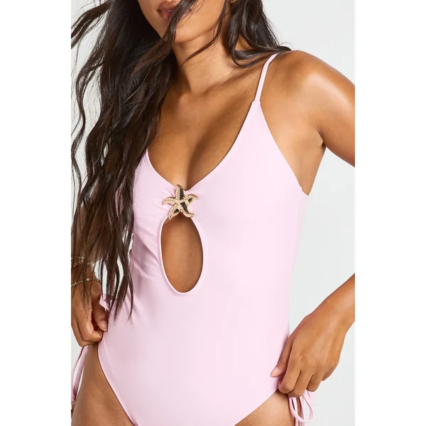 Maillot De Bain Plongeant À Détail Étoile De Mer Dorée