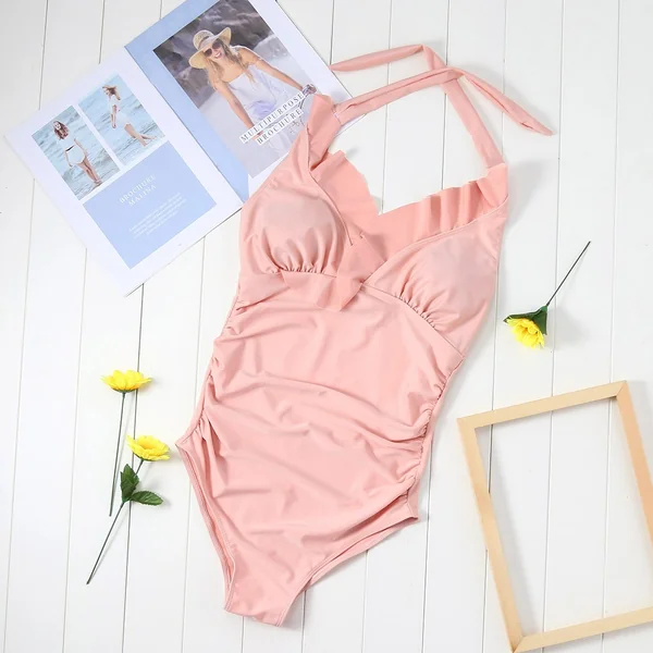 Maillot de bain rose à volants - Reste T34-36