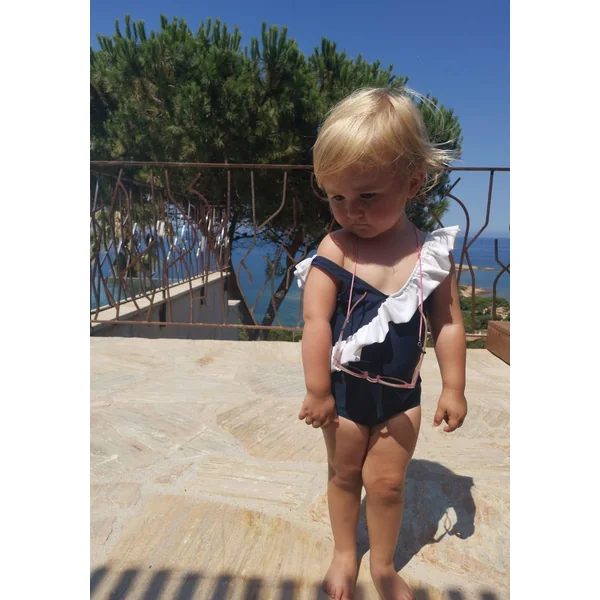 Maillot une pièce JULIA enfant – Bleu marine & Blanc