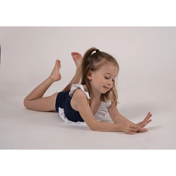 Maillot une pièce JULIA enfant – Bleu marine & Blanc