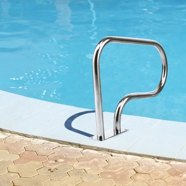 Main Courante de Piscine en Acier INOX Rampe d'Escalier de Piscine avec Plaque de Base pour Spa Stade Parc Aquatique