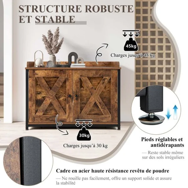 Maison de Toilette pour Chat avec Double Porte Meuble à Litière en Bois Entrée Latérale 80 x 50 x 58 cm Marron