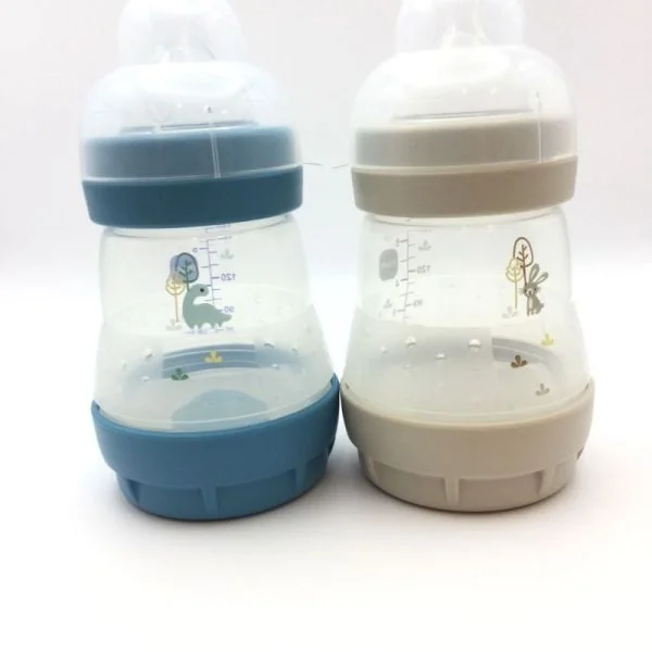MAM 2 Biberons Easy Start Anti Colique 160ml - Bleu + Gris 0 Mois et + Tétine Débit 1Lent 9001616836503