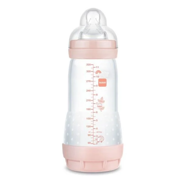 MAM Biberon Easy Start Anti Colique 320ml Blush - 4 Mois et + Tétine Débit 3