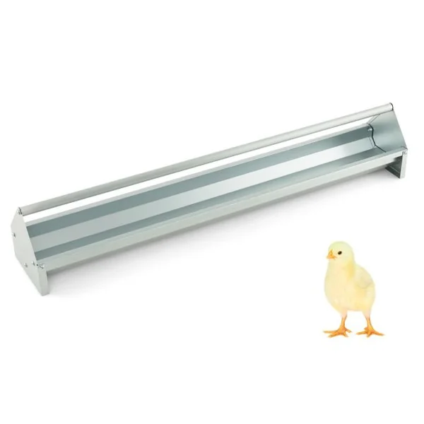 Mangeoire à Poulet en Métal Mangeoire pour Poules en Métal Galvanisé Trous de Drainage Poignée Rotative Mangeoire à Volaille Argent