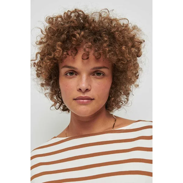 Marinière de grossesse en coton camel – style maternité casual