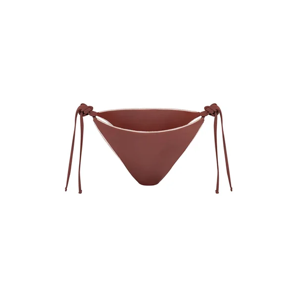 Marron Bas De Bikini À Surpiqûres Contrastées
