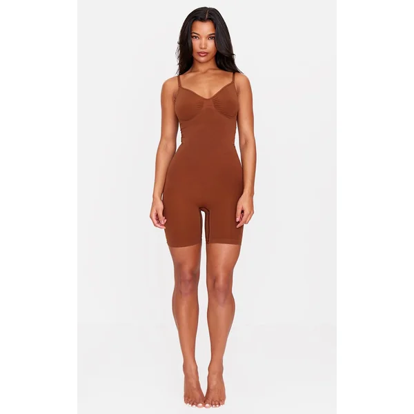 Marron Body Sculptant Gainant À Dos Nu