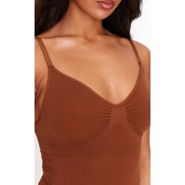 Marron Body Sculptant Gainant À Dos Nu