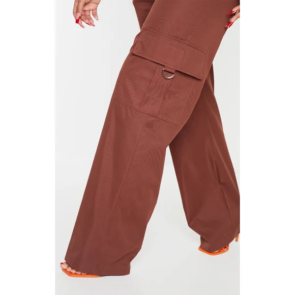 Marron Chocolat Prettylittlething Shape Pantalon Cargo Large À Détail Boucle