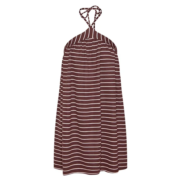 Marron Chocolat Robe Courte Droite Sans Manches À Encolure Licou Chocolat Pour Grande Taille
