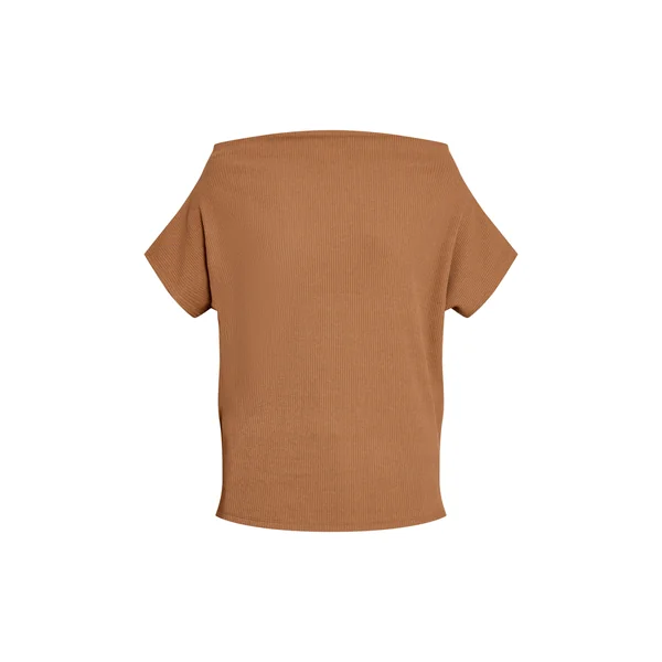 Marron Clair Haut Long Ample Asymétrique En Côtes Épaisses