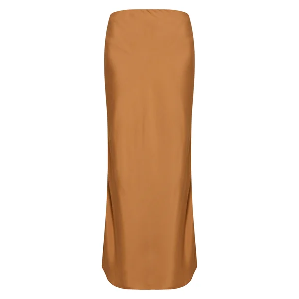 Marron Clair Jupe Longue Basique En Tencel