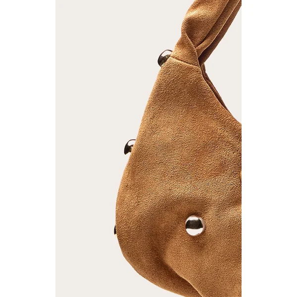 Marron Clair Sac À Bandoulière En Synthétique Ornée De Clous Dorés