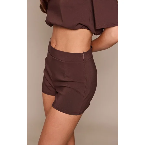 Marron Ensemble Coordonné Short Moulant En Tissu Extensible