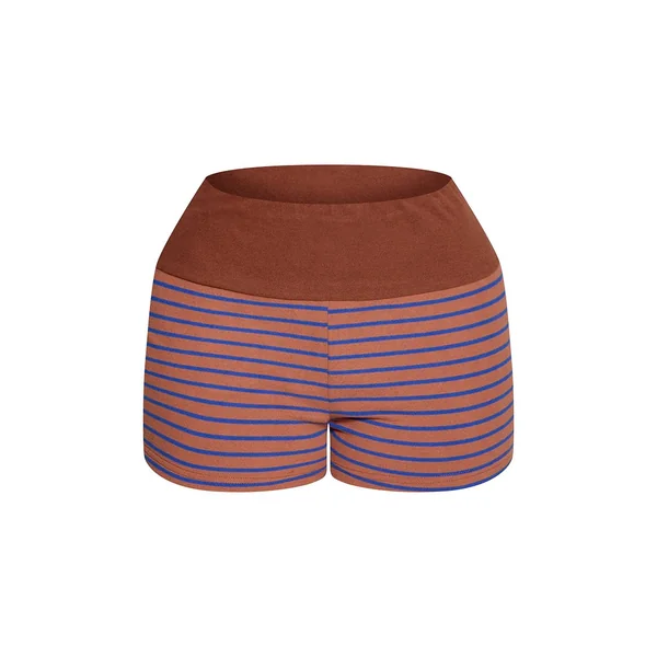 Marron Ensemble Coordonné Short Rayé Toucher Doux Shape