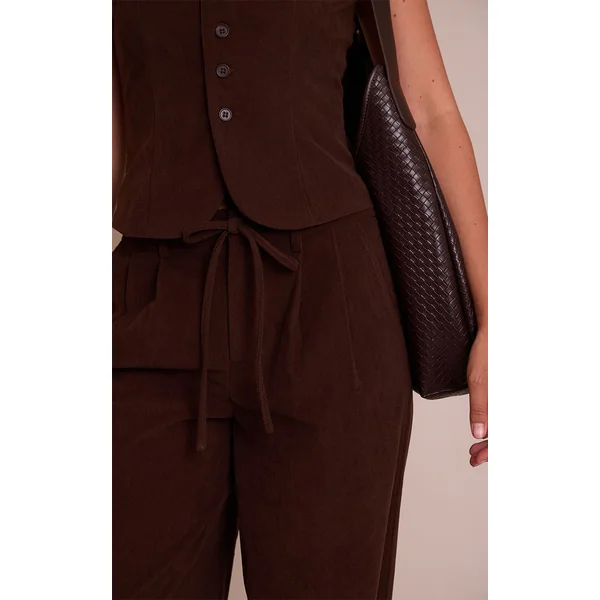 Marron Foncé Gilet Ajusté En Velours Côtelé