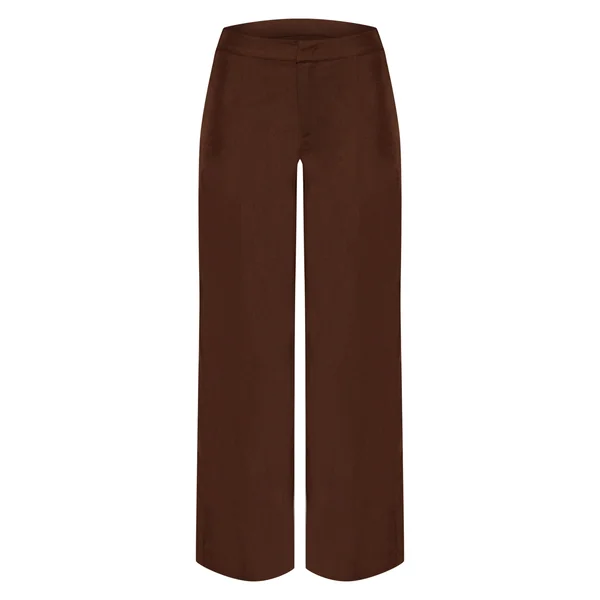 Marron Foncé Pantalon Tailleur Tissé Avec Détails De Coutures