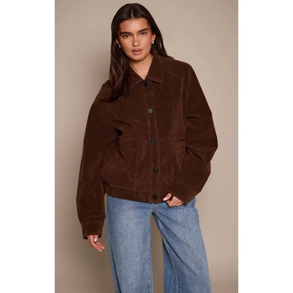 Marron Foncé Veste Oversize En Synthétique