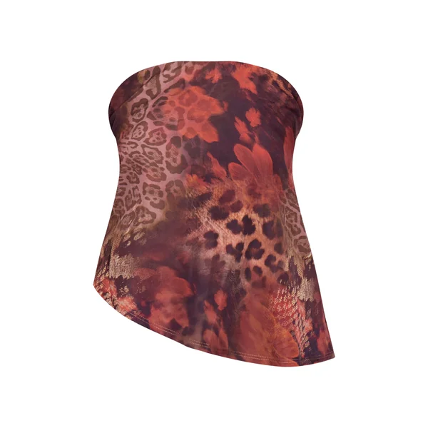 Marron Haut Bandeau En Mousseline À Imprimé Animal Abstrait