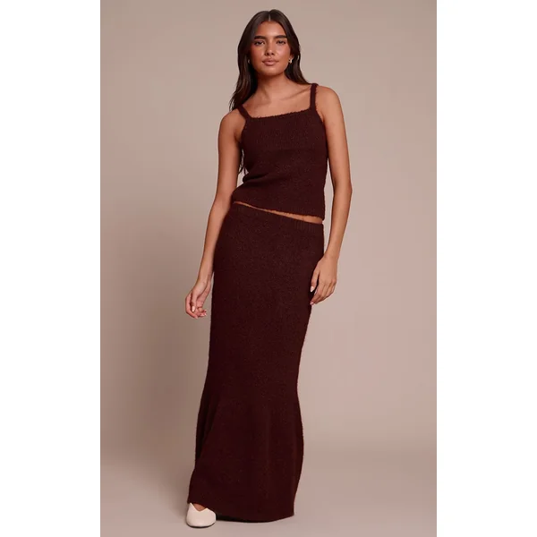 Marron Jupe Longue En Maille