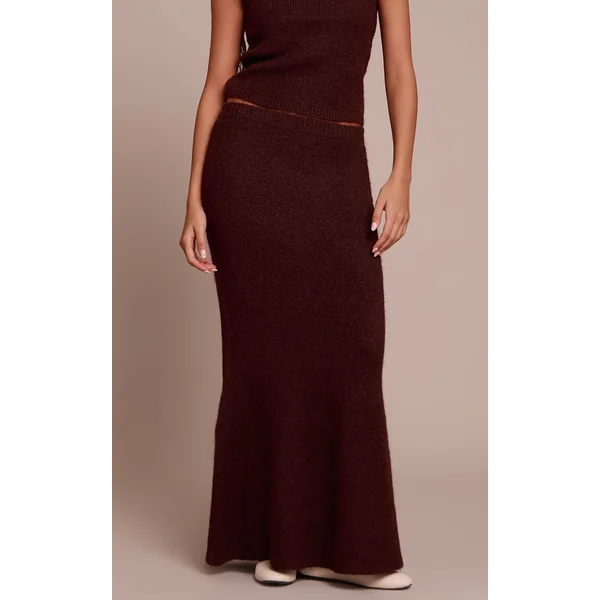 Marron Jupe Longue En Maille