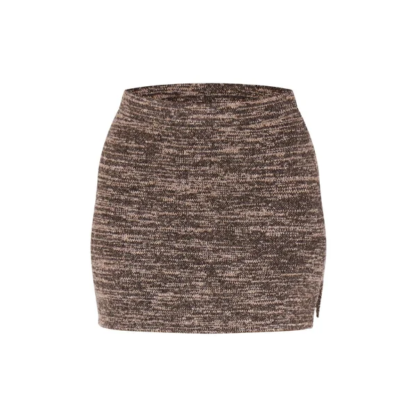 Marron Mini-jupe En Maille Haute