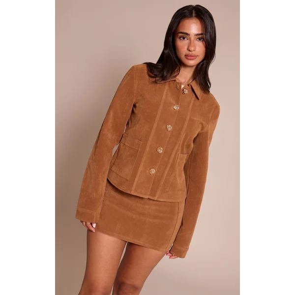 Marron Mini-jupe En Synthétique Coordonnée Petite