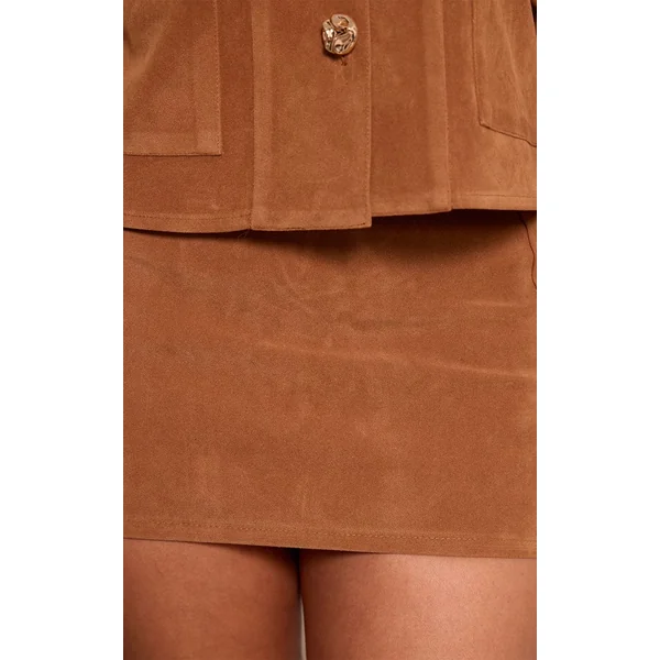 Marron Mini-jupe En Synthétique Coordonnée Petite