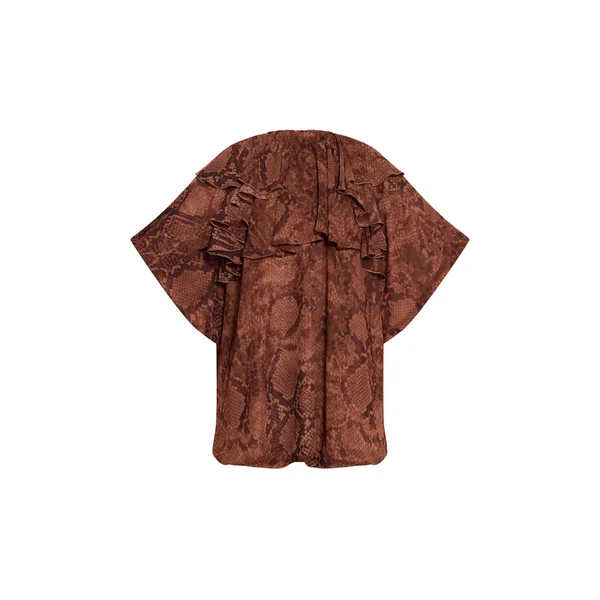 Marron Robe Ample À Volants Imprimé Synthétique