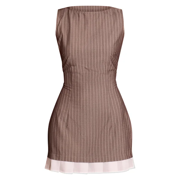 Marron Robe Moulante À Rayures Tennis Avec Détail Ourlet Plissé
