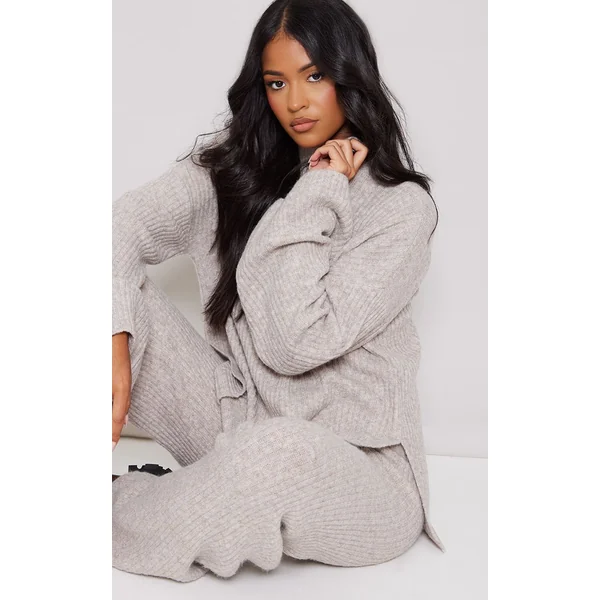 Marron Synthétiquell Oversize En Maille Côtelée Luxe Tall