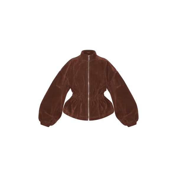 Marron Veste En Synthétique Cintrée À La Taille