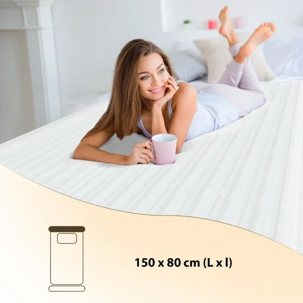 Matelas chauffant Housse de matelas électrique matelassé avec 4 niveaux de chauffage et minuterie de 12h protection contre la surchauffe 150 x 80 cm