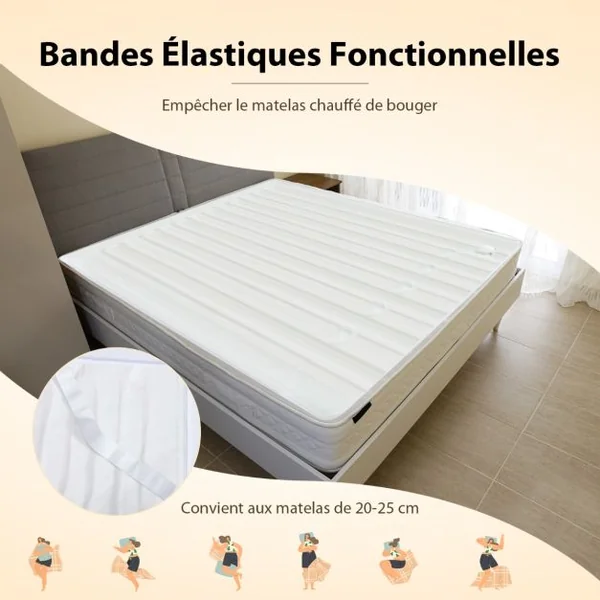 Matelas chauffant Housse de matelas électrique matelassé avec 4 niveaux de chauffage et minuterie de 12h protection contre la surchauffe 150 x 80 cm