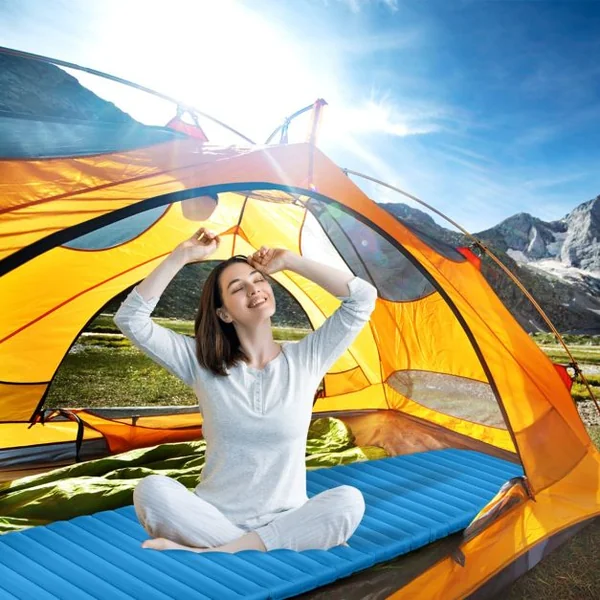 Matelas de Camping Gonflable de 7 cm d'Épaisseur Matelas de Couchage Imperméable et léger pour Voyages Randonnée Charge 100KG 197 x 63 x 7,5 cm Bleu