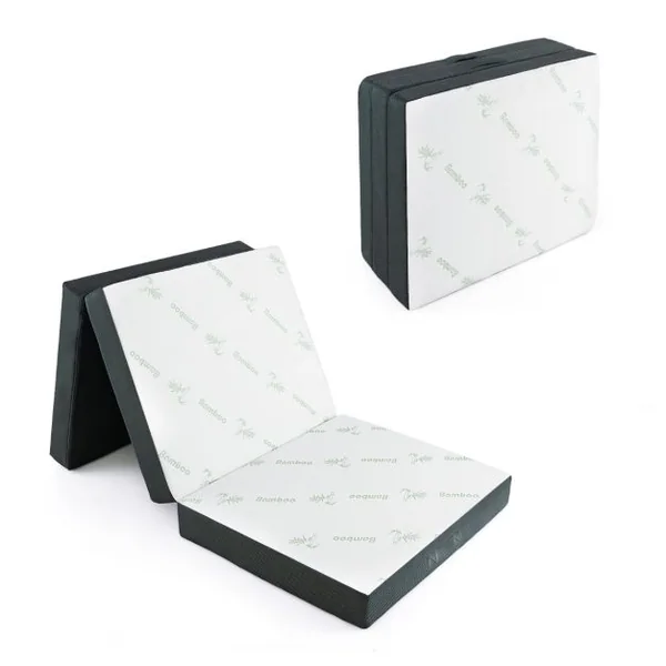 Matelas en Mousse Pliable en 3 Sections 80x193CM Matelas d'appoint Camping avec Poignée/Bande Velcro pour Chambre/Voyage/Gym
