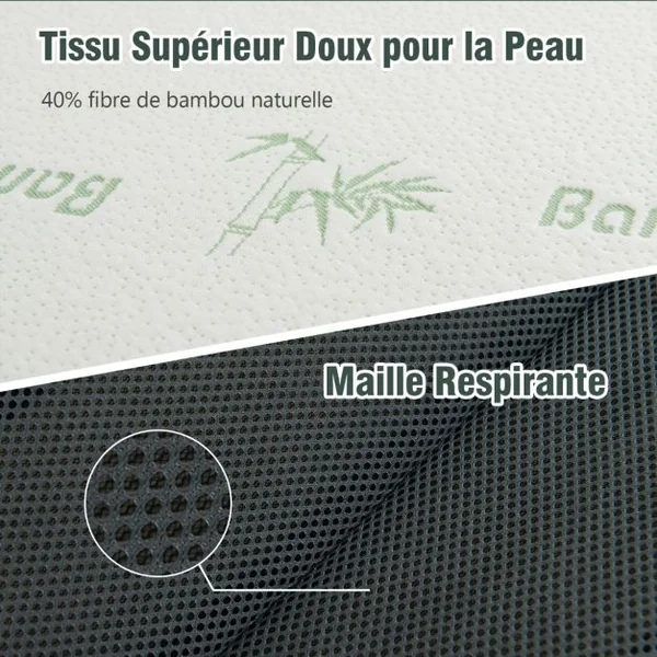 Matelas en Mousse Pliable en 3 Sections 80x193CM Matelas d'appoint Camping avec Poignée/Bande Velcro pour Chambre/Voyage/Gym