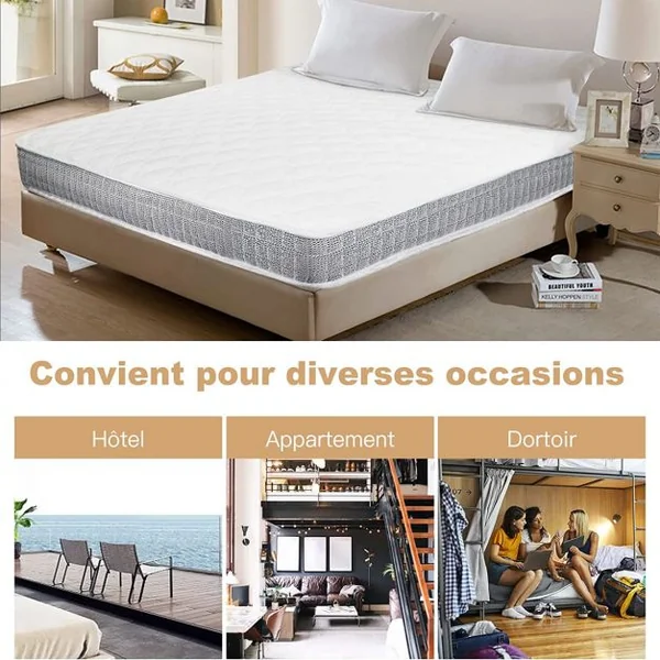 Matelas en Mousse à Mémoire de Forme 90 x 200 x 18 cm Matelas avec Double Face Dureté : H3 Blanc et Gris